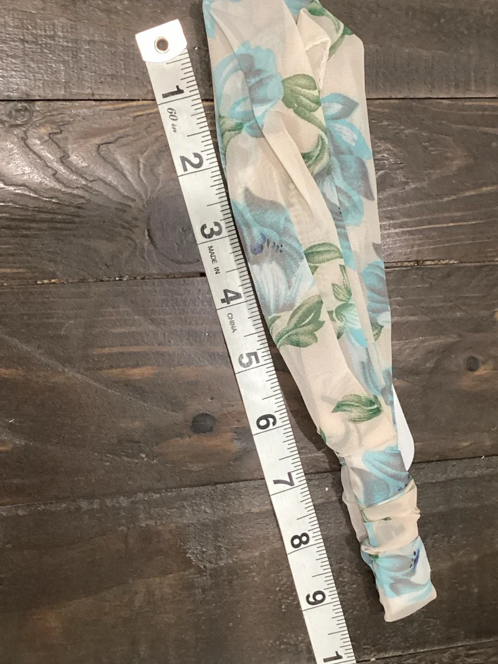 Sheer Floral Headband‎ in Aqua and Green